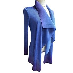 Vivian Shyu Textured Kimono Top Women S M Shawl Collar Long Sleeve Purple Retro